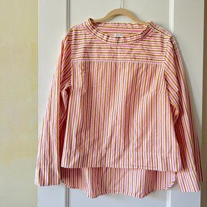 J Crew Womens Blouse (16) Pink and Brown Stripes